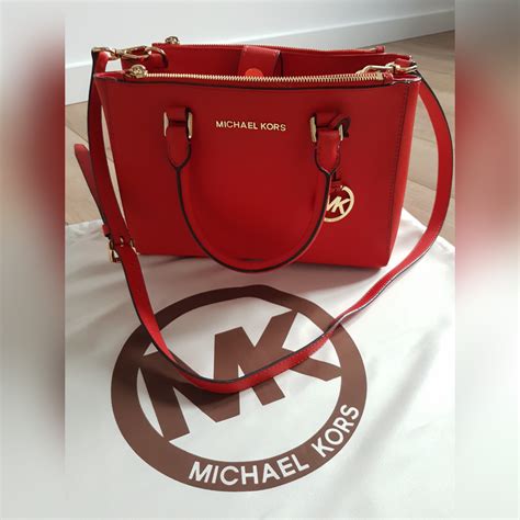 michael kors torebka mala czerwona|Michael Kors leather tote bag.